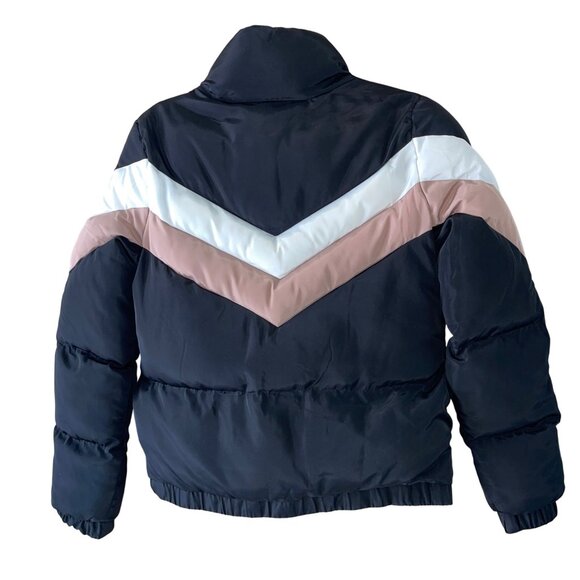 Sybilla Womens  Jacket Size Small Black Color Block Puffer Pockets Full Zip - Picture 2 of 8